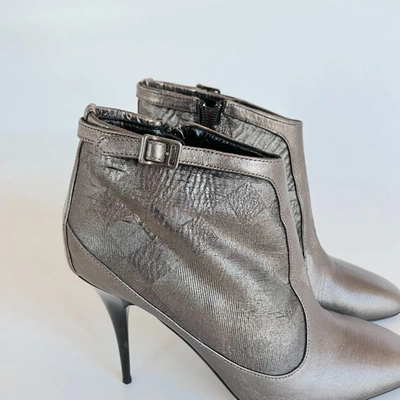 Pre-owned Burberry Silver Leather Heeled Boots, 41 In Default Title