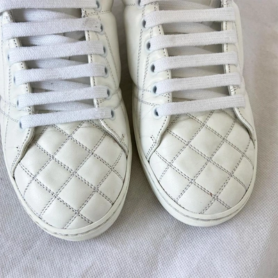 Pre-owned Burberry White Quilted Detail Sneakers, 38 In Used / 38 / White