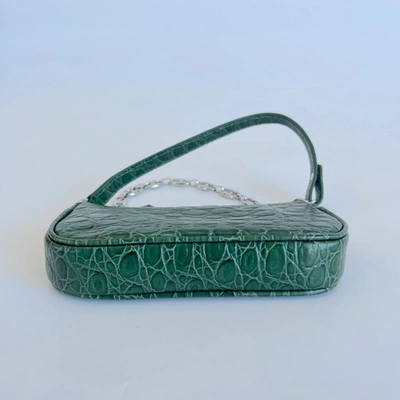 Pre-owned By Far Green Crocodile Embossed Rachel Mini Hand Bag In Default Title