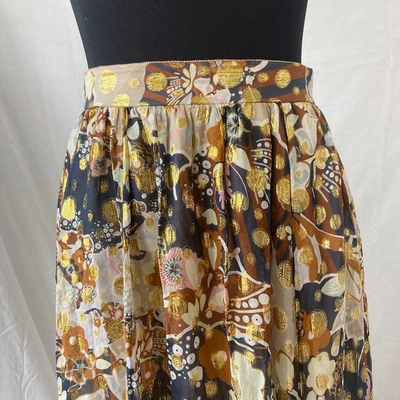 Pre-owned Chloé Chloe Printed Ruffle Midi Skirt In Used / Fr34 / Multicolor