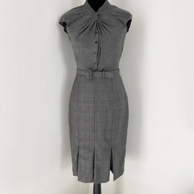 Pre-owned Dior Christian  Grey Sleeveless Plaid Dress With Belt In Default Title