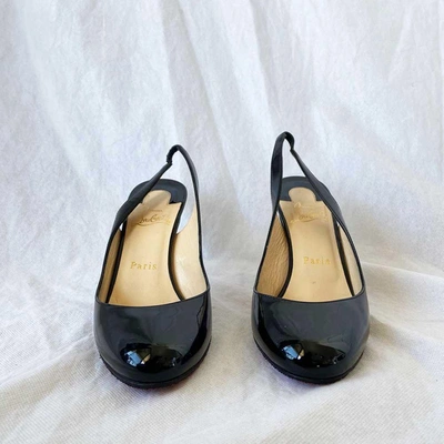 Pre-owned Christian Louboutin Black Patent Slingback Pumps, 37.5 In Used / 37.5 / Black