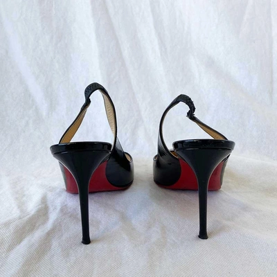 Pre-owned Christian Louboutin Black Patent Slingback Pumps, 37.5 In Used / 37.5 / Black