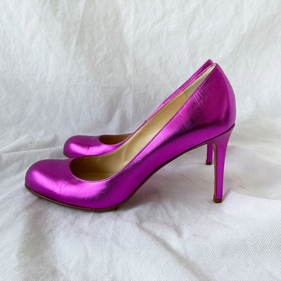 Pre-owned Christian Louboutin Fuchsia Metallic Round Toe Pumps, 40 In Used / 40 / Pink