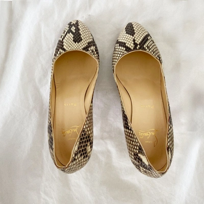 Pre-owned Christian Louboutin Python Round Toe Pumps, 38 In Used / 38 / Beige