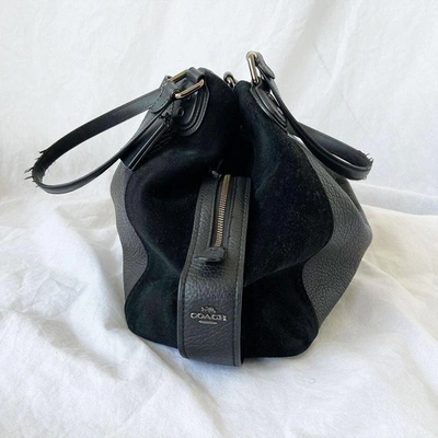 Pre-owned Coach Black Textured Leather And Suede Tote Bag In Used / M / Black