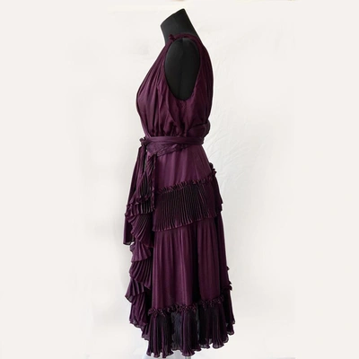 Pre-owned Diane Von Furstenberg Ruffled Wrap Dress In Used / M / Plum