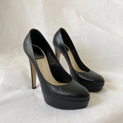 Pre-owned Dior Black Leather Almond Toe Platform Pumps, 38 In Default Title