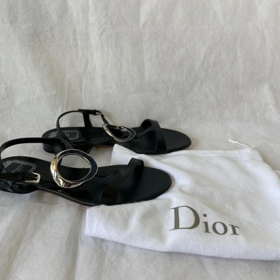 Pre-owned Dior Black Leather And Python Sandals, 39 In Default Title
