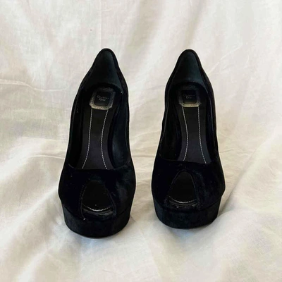 Pre-owned Dior Black Velvet Peep Toe Pumps, 40 In Used / 40 / Black