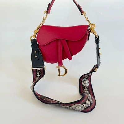 Pre-owned Dior Red Leather Mini Saddle Bag In Default Title