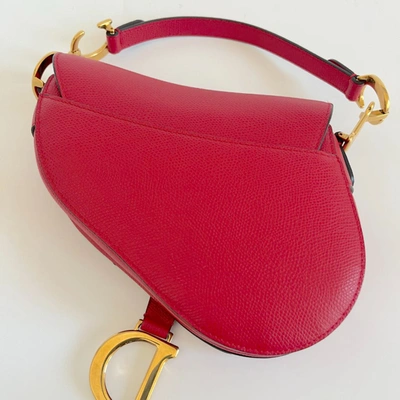 Pre-owned Dior Red Leather Mini Saddle Bag In Default Title