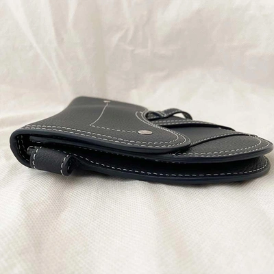 Pre-owned Dior Navy Blue Saddle Pouch Wristlet In Used / Mini / Navy Blue