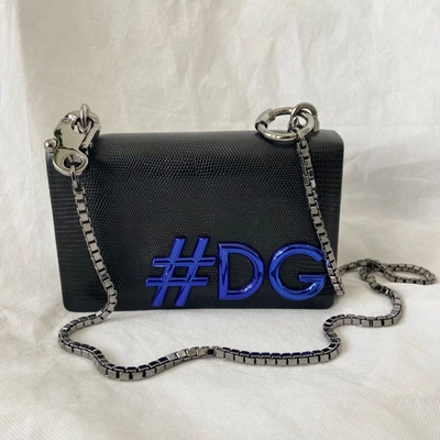 Pre-owned Dolce & Gabbana Black Dg Girls Hashtag Logo Bag In Default Title