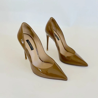 Pre-owned Dolce & Gabbana Brown Patent Leather Pointed Toe Pumps, 36 In Default Title
