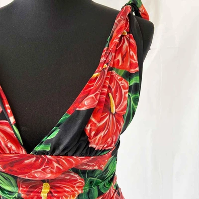 Pre-owned Dolce & Gabbana Floral Print Ruffled Sleeveless Top In Used / It38 / Black, Red