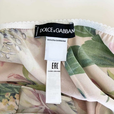 Pre-owned Dolce & Gabbana Lily-print Charmeuse Lingerie Top & Shorts With Lace In Used / S / Multicolor