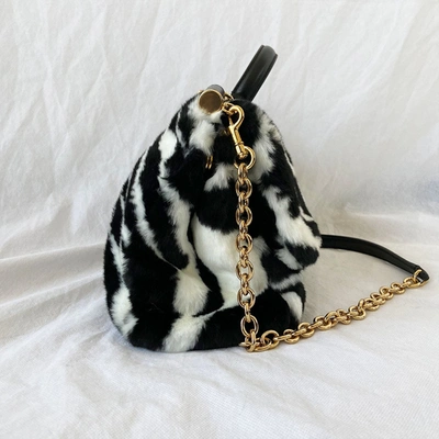 Pre-owned Dolce & Gabbana Fur Sicily Bag In Used / M / Black And White