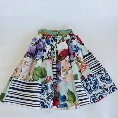 Pre-owned Dolce & Gabbana Multicolor Printed Patch Work Flared Skirt For Girls In Default Title