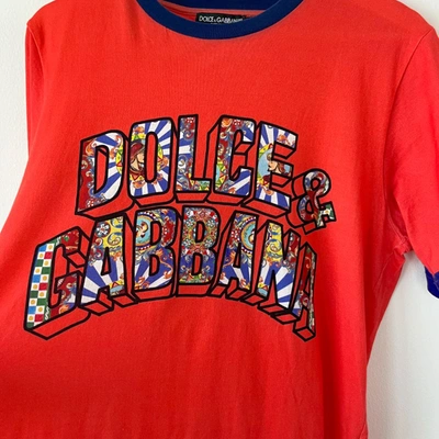Pre-owned Dolce & Gabbana Red Men's Printed T Shirt In Default Title