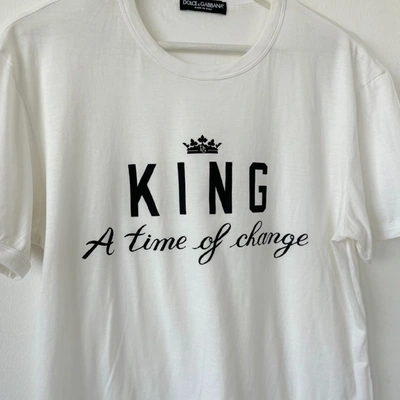 Pre-owned Dolce & Gabbana White T Shirt With Black Print In Default Title