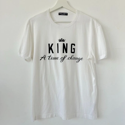 Pre-owned Dolce & Gabbana White T Shirt With Black Print In Default Title