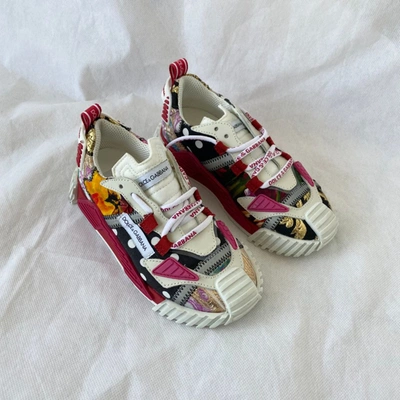 Pre-owned Dolce & Gabbana White/red Embroidered Detail Children Sneakers In Default Title