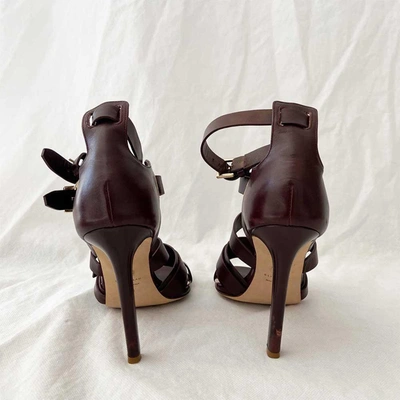 Pre-owned Elie Saab Brown Leather Strappy Sandal Heels, 38 In Used / 38 / Brown