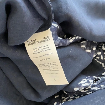 Pre-owned Diane Von Furstenberg Dvf Dark Blue White Speckle Printed Flowy Ruffle Wrap Dress In Used / S / Blue