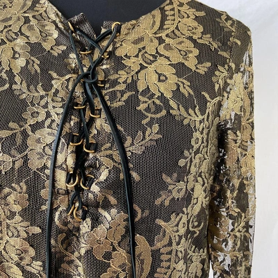 Pre-owned Emilio Pucci Gold And Black Lace Top In Used / 44 / Gold And Black