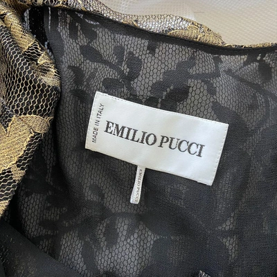Pre-owned Emilio Pucci Gold And Black Lace Top In Used / 44 / Gold And Black