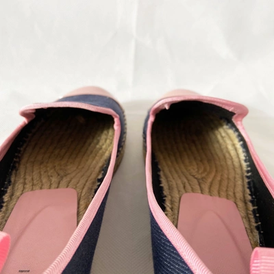 Pre-owned Fendi Blue Denim Espadrille W Pink Leather Trim In Used / 38.5 / Blue And Pink