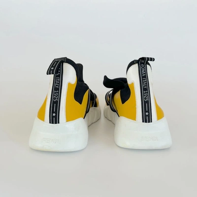Pre-owned Fendi Leather-trimmed Stretch-knit Slip-on High-top Sneakers, Uk6 In Default Title