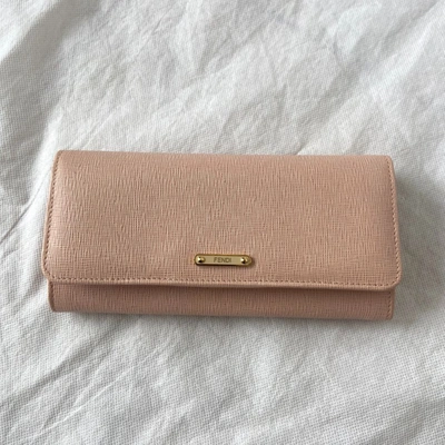 Pre-owned Fendi Pink Leather Textured Continental Flap Wallet In