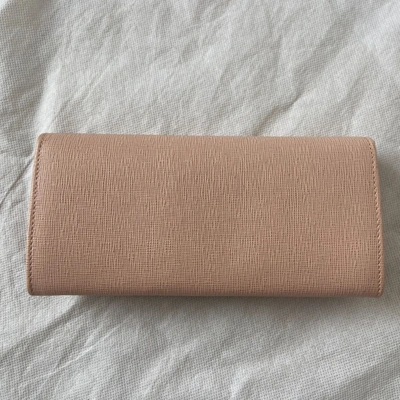 Pre-owned Fendi Pink Leather Textured Continental Flap Wallet In Default Title