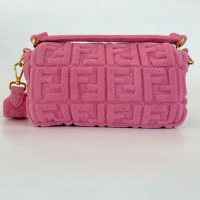 Pre owned Fendi Pink Terry Cloth Medium Baguette Bag In Default Title ModeSens