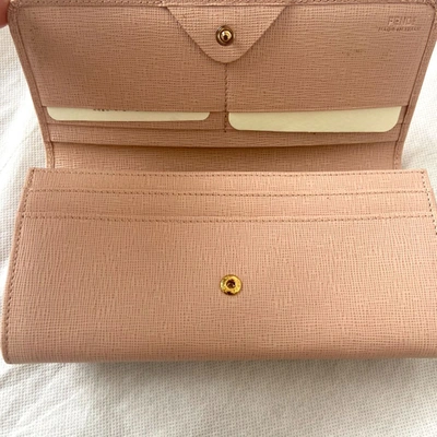 Pre-owned Fendi Pink Leather Textured Continental Flap Wallet In Default Title