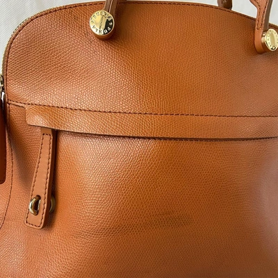Pre-owned Furla Brown Leather Piper Dome Satchel In Used / M / Brown