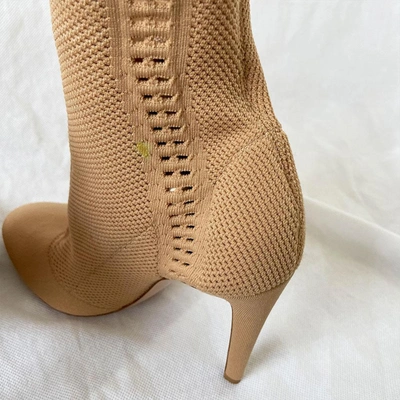 Pre-owned Gianvito Rossi Tan Knitted Sock Heeled Boots, 38 In Used / 38 / Tan