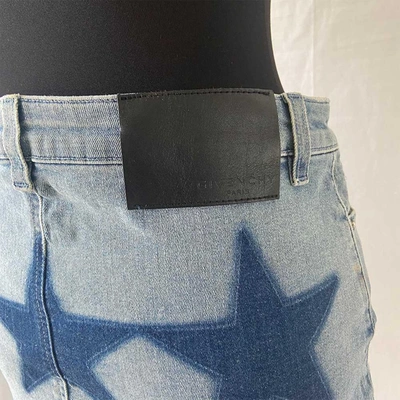 Pre-owned Givenchy Star-print Mini Denim Skirt In Used / Fr38 / Blue