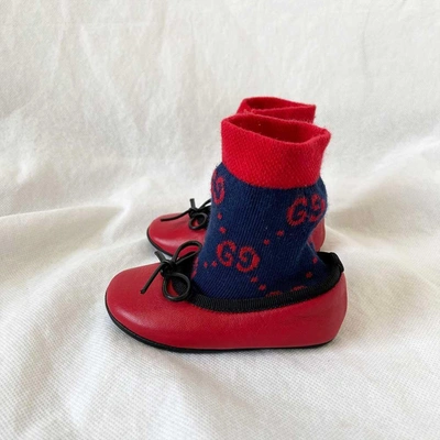 Pre-owned Gucci Baby Girls Red Sock Shoes, 18 In Brand New-no Tags / 18 / Red
