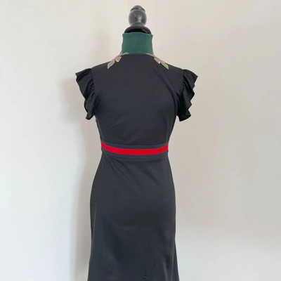Pre-owned Gucci Black Floral Embroidered Dress In Default Title