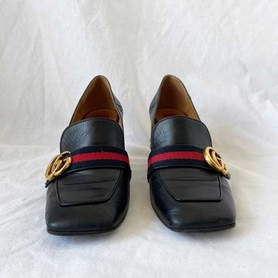 Pre-owned Gucci Black Leather Mid-heel Loafer, 39 In Used / 39 / Black |  ModeSens