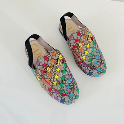 Pre-owned Gucci Sima Star Print Slingback Flats, Child In Default Title