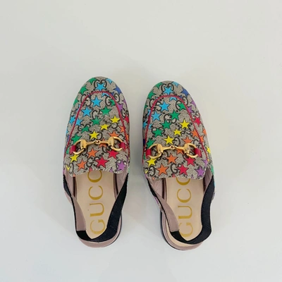 Pre-owned Gucci Sima Star Print Slingback Flats, Child In Default Title
