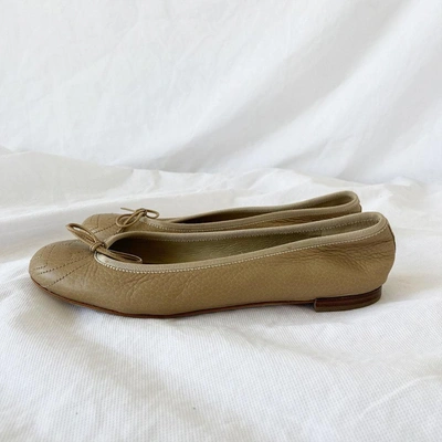 Pre-owned Gucci Nude Soho Cream/nude Leather Ballerina Flats, 36.5 In Used / 36.5 / Nude