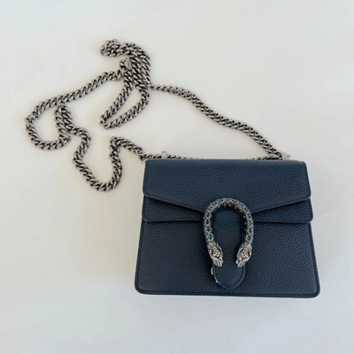 Pre-owned Gucci Navy Blue Leather Small Dionysus Shoulder Bag In Default Title
