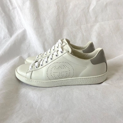 Pre-owned Gucci Perforated Logo Sneakers, 37 In Default Title