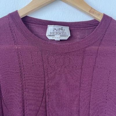 Pre-owned Hermes Burgundy Long Sleeve Knitted Wool Mens Sweatshirt In Default Title