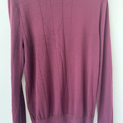 Pre-owned Hermes Burgundy Long Sleeve Knitted Wool Mens Sweatshirt In Default Title